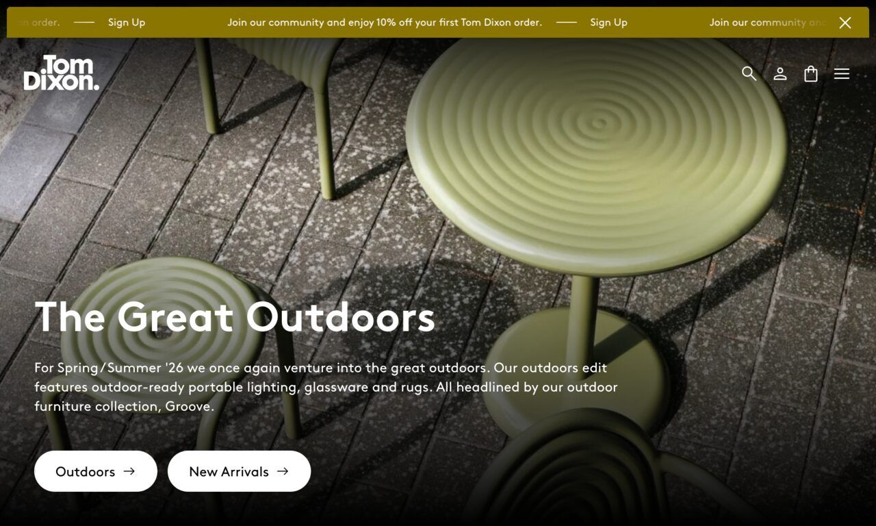 Tom Dixon storefront — The Great Outdoors campaign